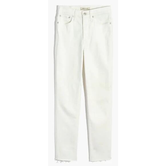 Madewell Denim - Madewell Perfect Vintage Tapered Leg Tile White Raw Hem Jeans US Women's 29 New